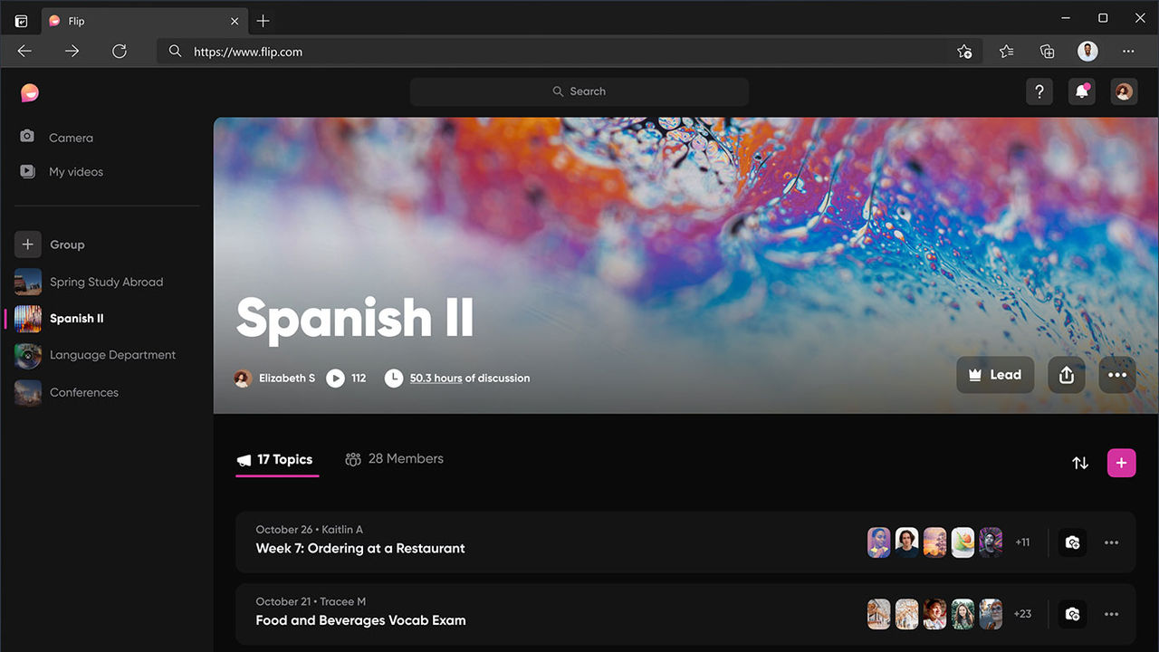 Screenshot of a Flip group entitled Spanish II
