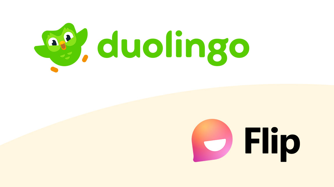 Banner with logos for Duolingo and Flip