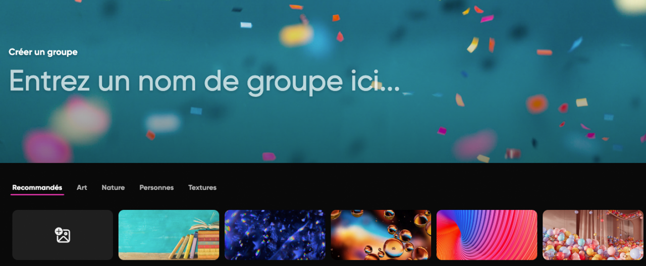 Captura de pantalla de la pantalla de creación del grupo Flip traducida al francés